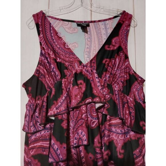 D.F.A New‎ York Shirt Junior Extra Large Sleeveless Ruffle VNECK Y2K - Picture 4 of 7